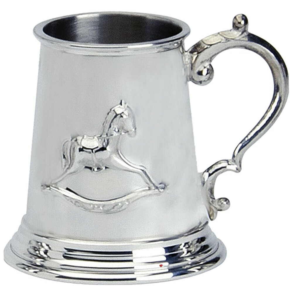 Child's Christening Tankard Pewter Can With Rocking Horse Embossed I Luv Ltd