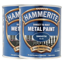 Twin Pack of Hammerite Smooth Dark Blue Metal Paint 2.5L