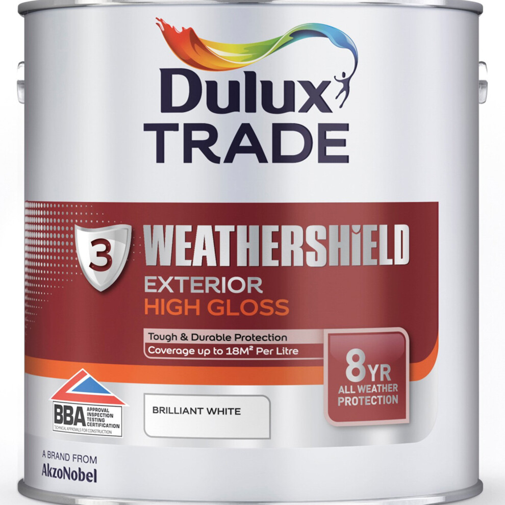 Dulux Trade Weathershield Exterior High Gloss White 2.5 Litres