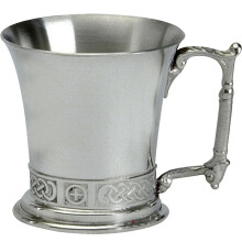 Christening Child's Tankard Pewter Can Flared Celtic Band Engravable