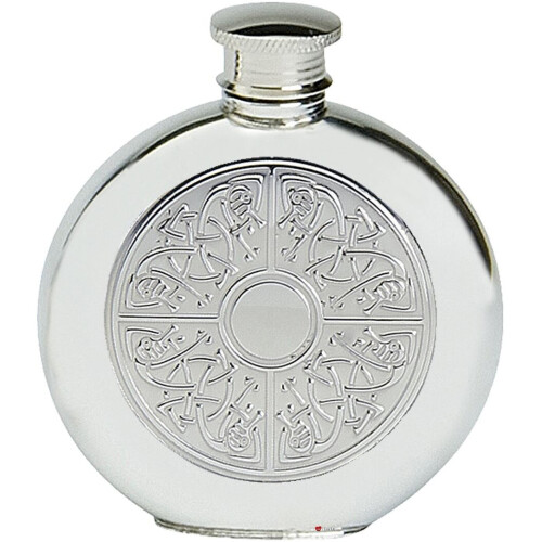 Pewter Sporran Flask Celtic Quad Design 6oz Screw Top Pewter Ideal For ...