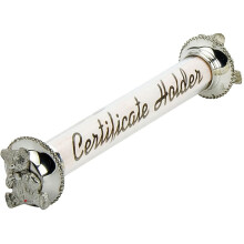 Children's Birth Certificate Holder with Pewter Teddy Style End Caps Acrylic
