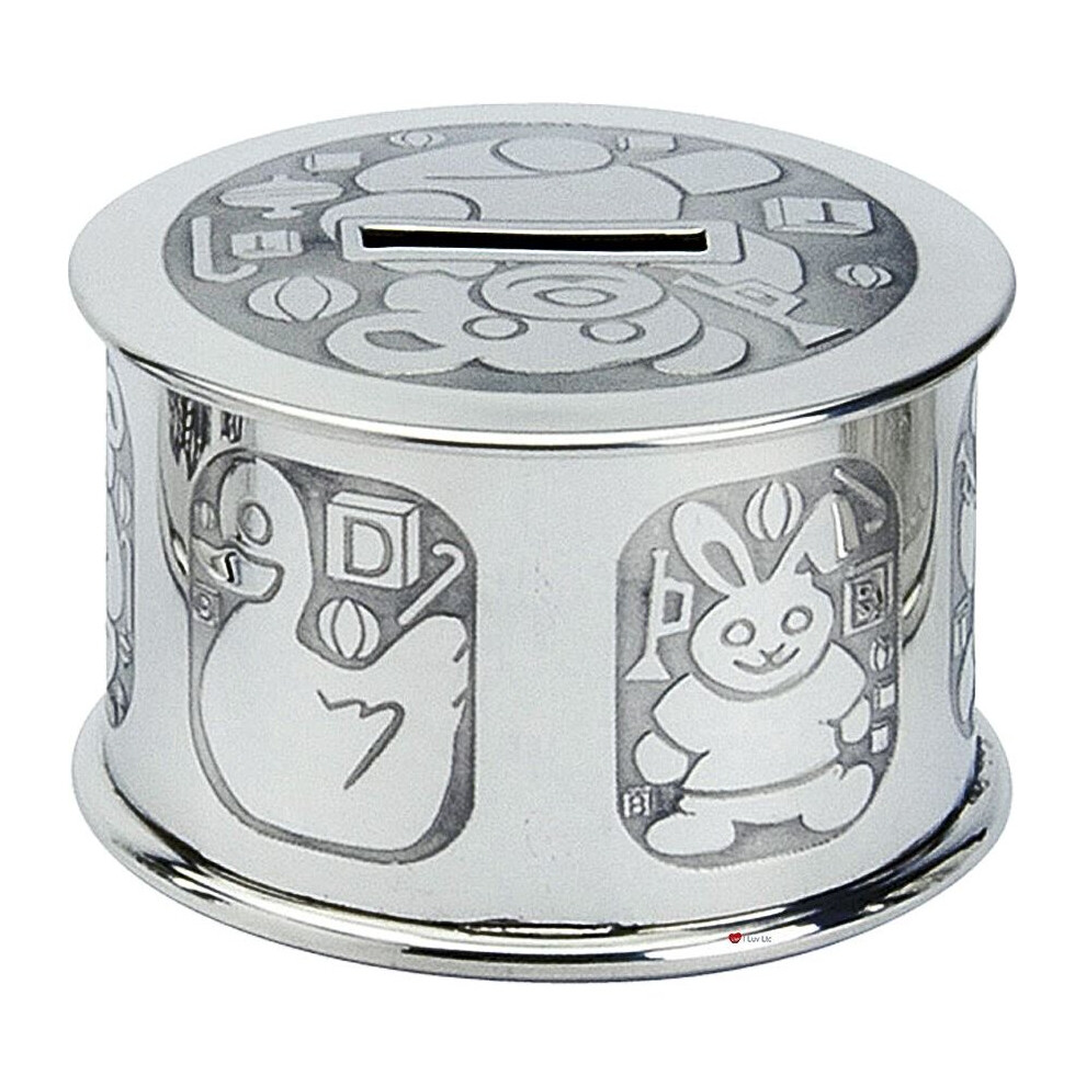 Pewter Money Box For Kids Nursery Scene Christening Gift I Luv Ltd