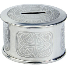 Pewter Money Box For Kids Celtic Pattern Christening Gift