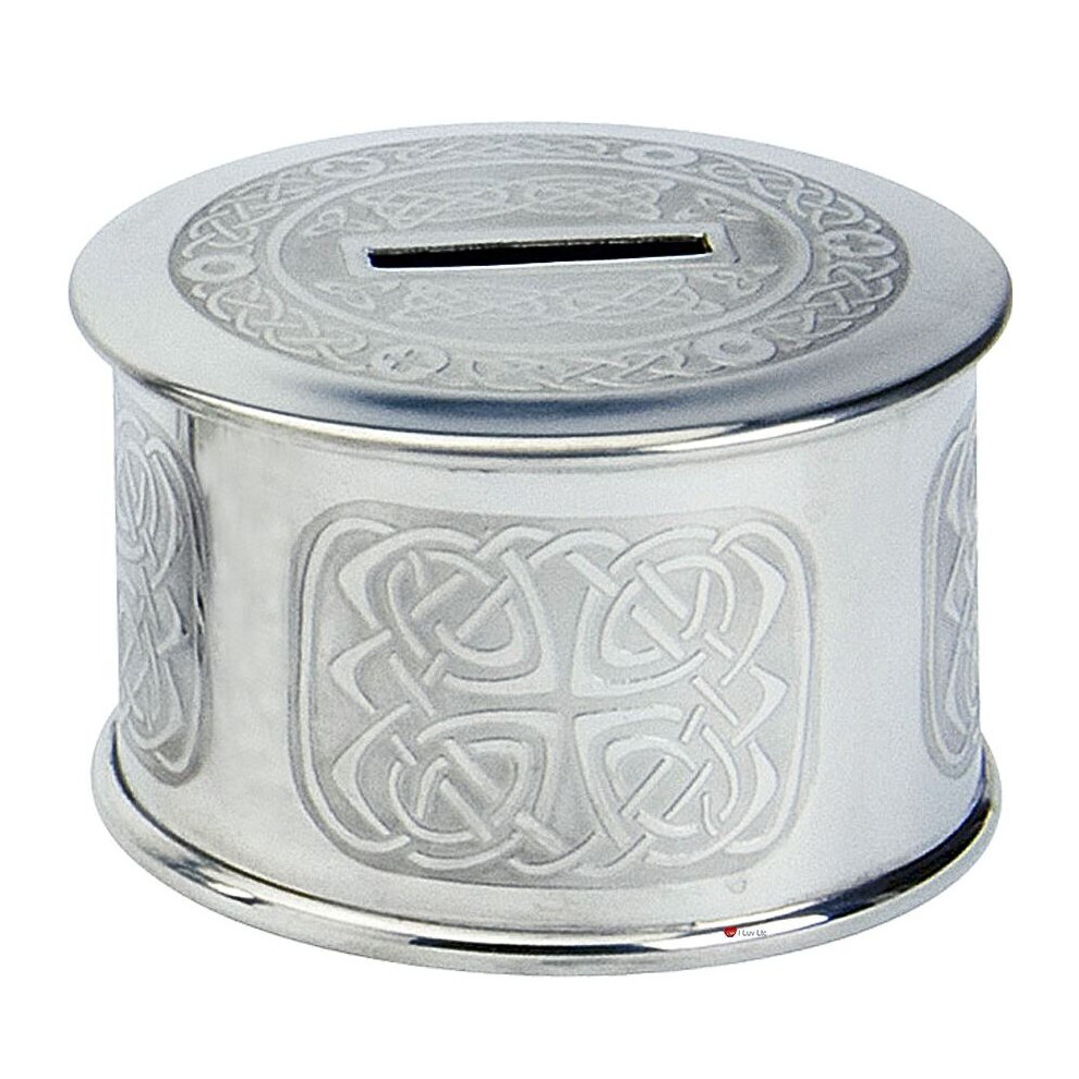 Pewter Money Box For Kids Celtic Pattern Christening Gift I Luv Ltd