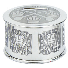 Pewter Piggy Bank Money Box For Children Drum Design Christening Gift