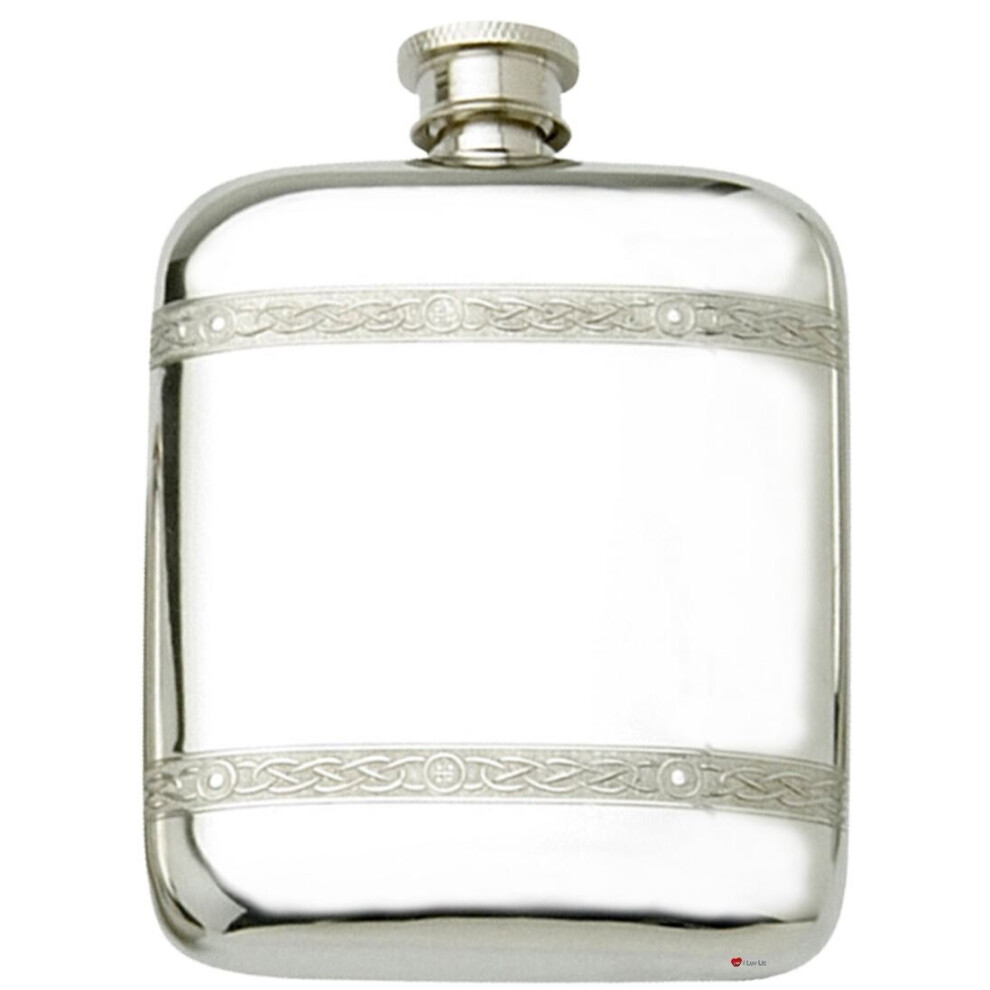 Hip Flask With Celtic Bands Liquor Flask 6oz Engravable Great Personal Gift-image-OPC-P6F28PQ-NEW