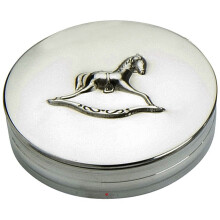 Children's Pewter Keepsake Trinket Box Rocking Horse Lid Christening Gift