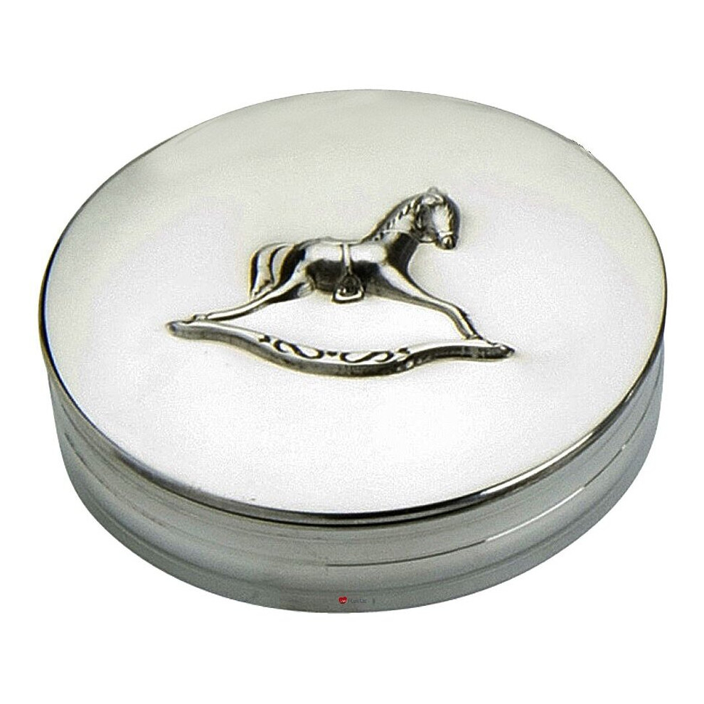 Children's Pewter Keepsake Trinket Box Rocking Horse Lid Christening Gift I Luv Ltd