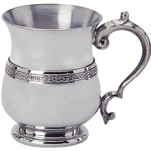 Child's Christening Tankard Pewter Cup Georgian Shape Celtic Wire Engravable
