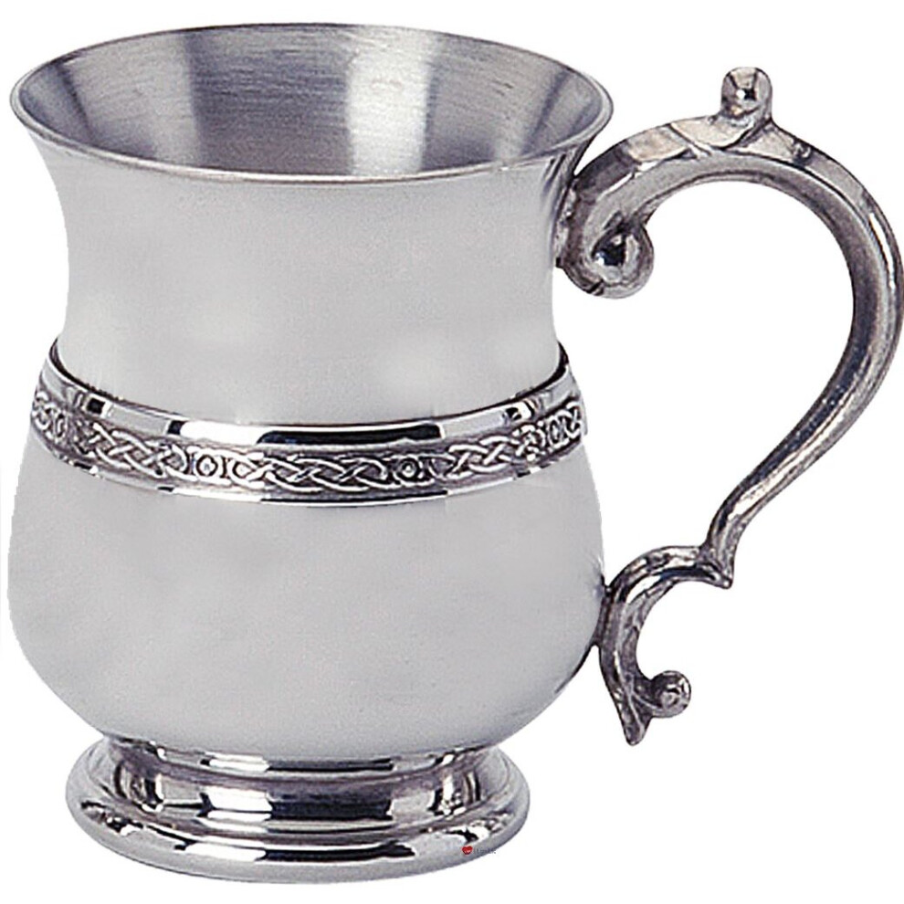 Child's Christening Tankard Pewter Cup Georgian Shape Celtic Wire Engravable I Luv Ltd