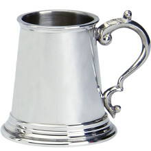 Christening Gift 1/4 pt Pewter Cup Engravable with Handle Plain Design