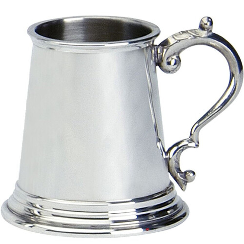 Christening Gift 1/4 pt Pewter Cup Engravable with Handle Plain Design