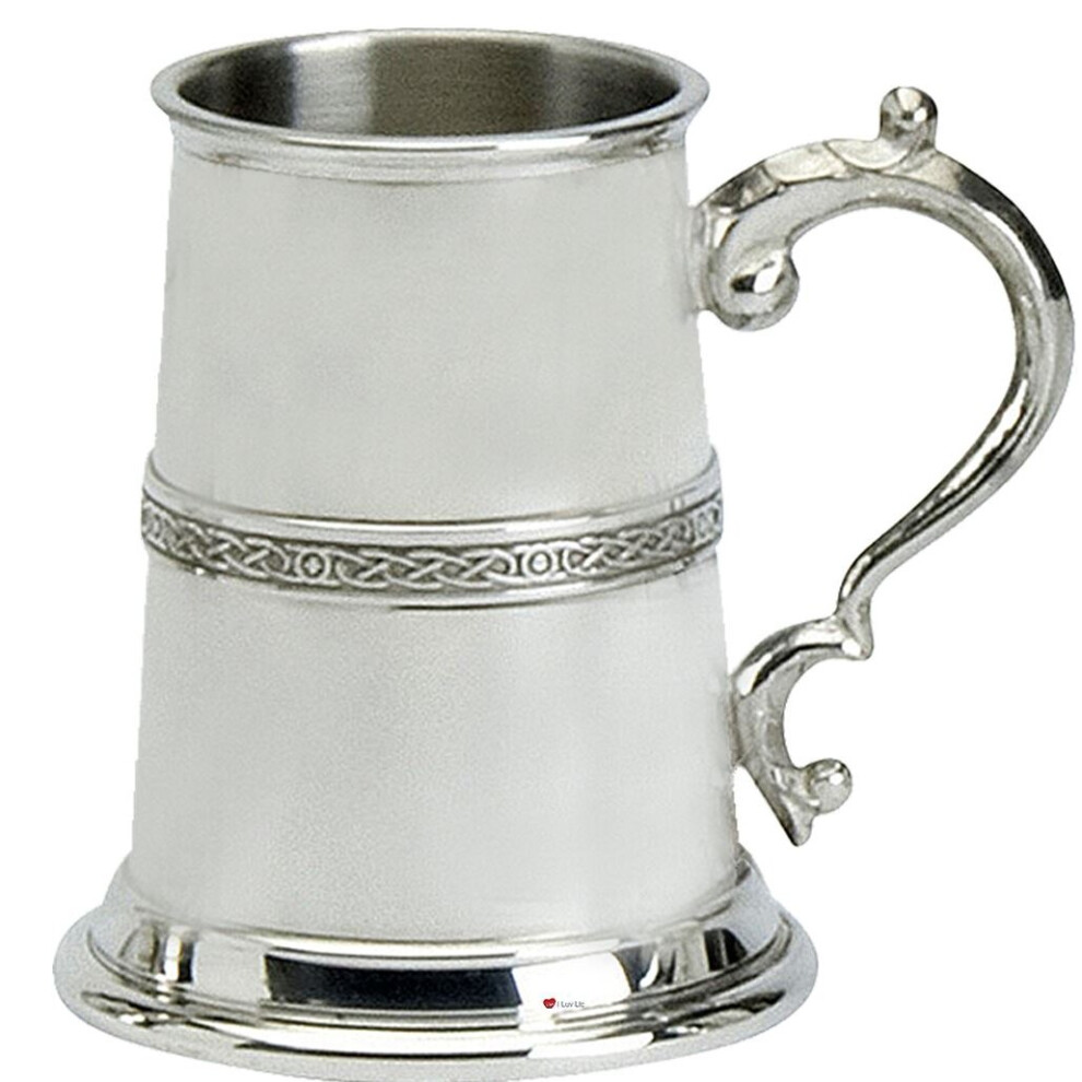 Christening Children's Tankard Pewter Can Celtic Wire Band Ornate Handle I Luv Ltd