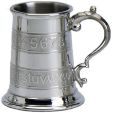 Christening Gift Child's Tankard Pewter Classic Alphabet and Number Wrap