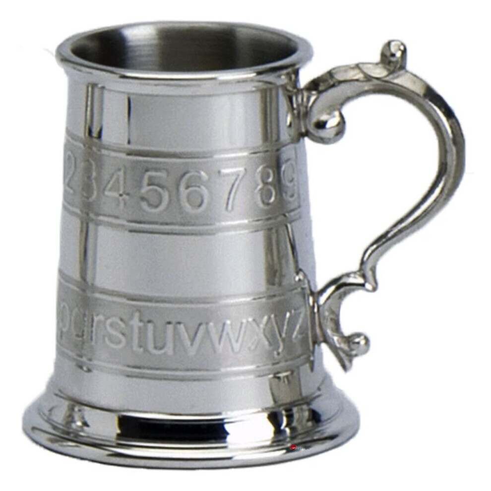 Christening Gift Child's Tankard Pewter Classic Alphabet And Number Wrap I Luv Ltd