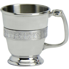 Christening Cup Gift Pewter Single Band Nursery Characters