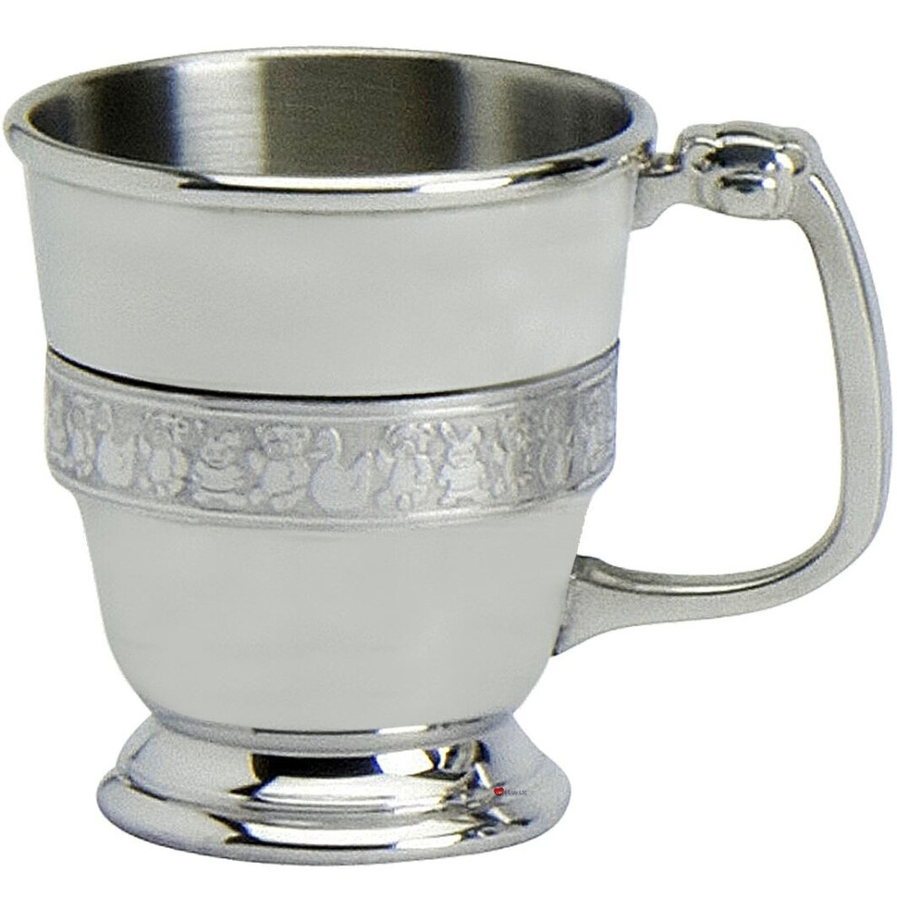 Christening Cup Gift Pewter Single Band Nursery Characters I Luv Ltd