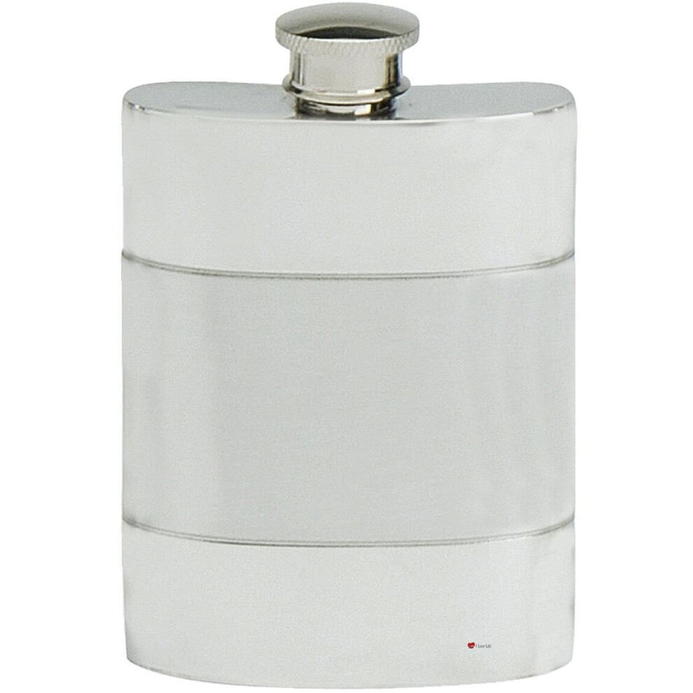 Satin Band Hip Flask 6oz Kidney Shape Engravable Fine English Pewter Ideal Gift-image-OPC-P6F27ZX-NEW