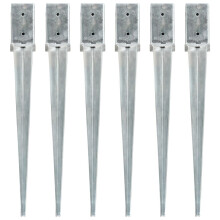 vidaXL 6x Ground Spikes Silver Galvanised Steel Garden Outdoor Soil Spear