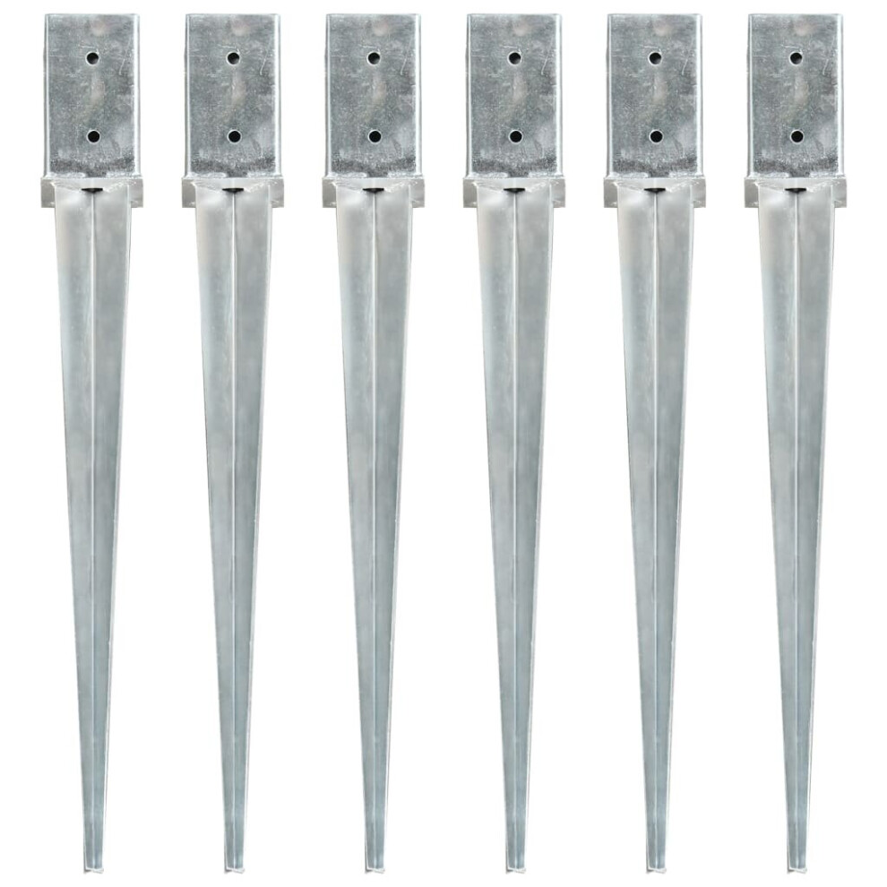Vidaxl 6X Ground Spikes Galvanised Steel Garden Outdoor Soil Spear Silver