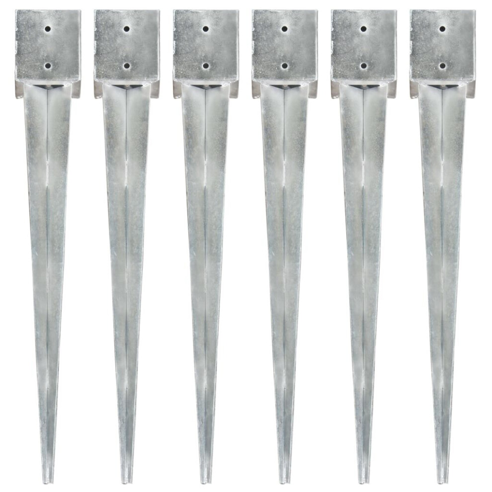 vidaXL 6x Ground Spike Silver Galvanised Steel Garden Outdoor Arch Soil Spear