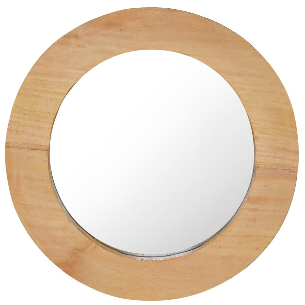 vidaXL Wall Mirror 40 Cm Teak Round Home Decorative Hanging Wooden Mirror