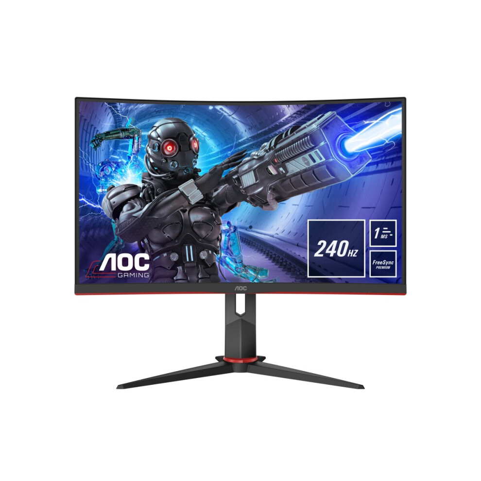 Aoc Black C32g2ze/Bk 31.5In Curved Va Monitor - 1920X1080, 240Hz, 1Ms Mprt, Freesync Premium, 1500R, Hdmi X2, Dp1.2,