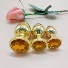 The Room Of Doom's - 3 Gold, Jewelled Butt Plugs - Bright Orange