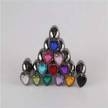 The Room Of Doom's - 3 Space Grey, Heart Shaped Jewelled Butt Plugs - Bright Orange