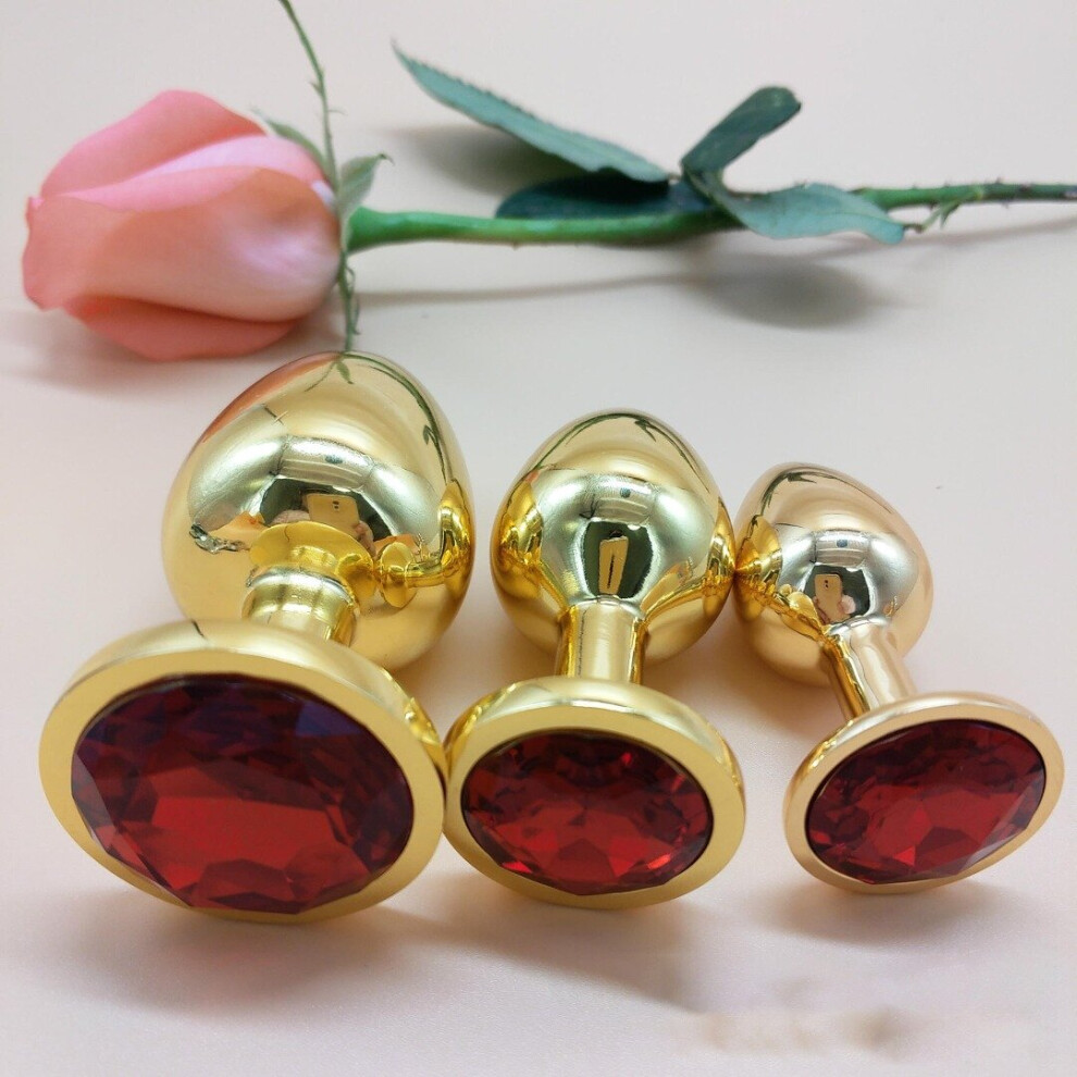 The Room Of Doom Gold/Red The Room Of Doom's - 3 Jewelled Butt Plugs - Ruby