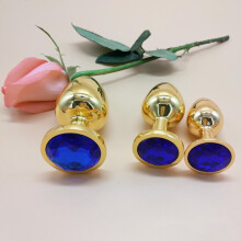 The Room Of Doom's - 3 Gold, Jewelled Butt Plugs - Sapphire Blue