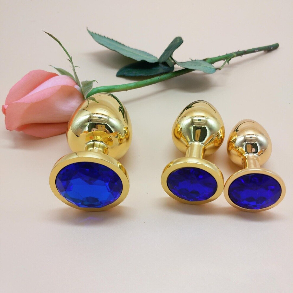 The Room Of Doom Gold/Blue The Room Of Doom's - 3 Jewelled Butt Plugs - Sapphire