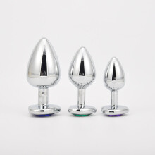 The Room Of Doom's - 3 Heart Shaped Jewelled Butt Plugs - Bright Orange