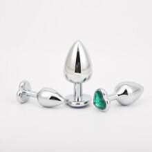 The Room Of Doom's - 3 Heart Shaped Jewelled Butt Plugs - Jet Black