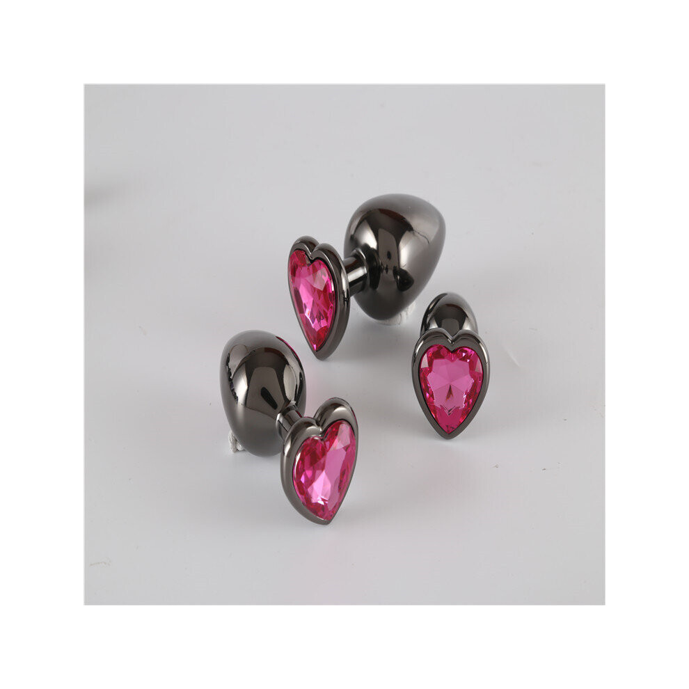 The Room Of Doom Grey/Red The Room Of Doom's - 3 Space Heart Shaped Jewelled Butt Plugs - Ruby