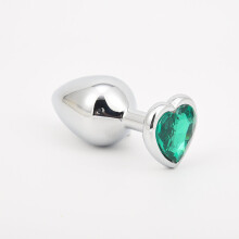 The Room Of Doom's - 3 Heart Shaped Jewelled Butt Plugs - Emerald Green