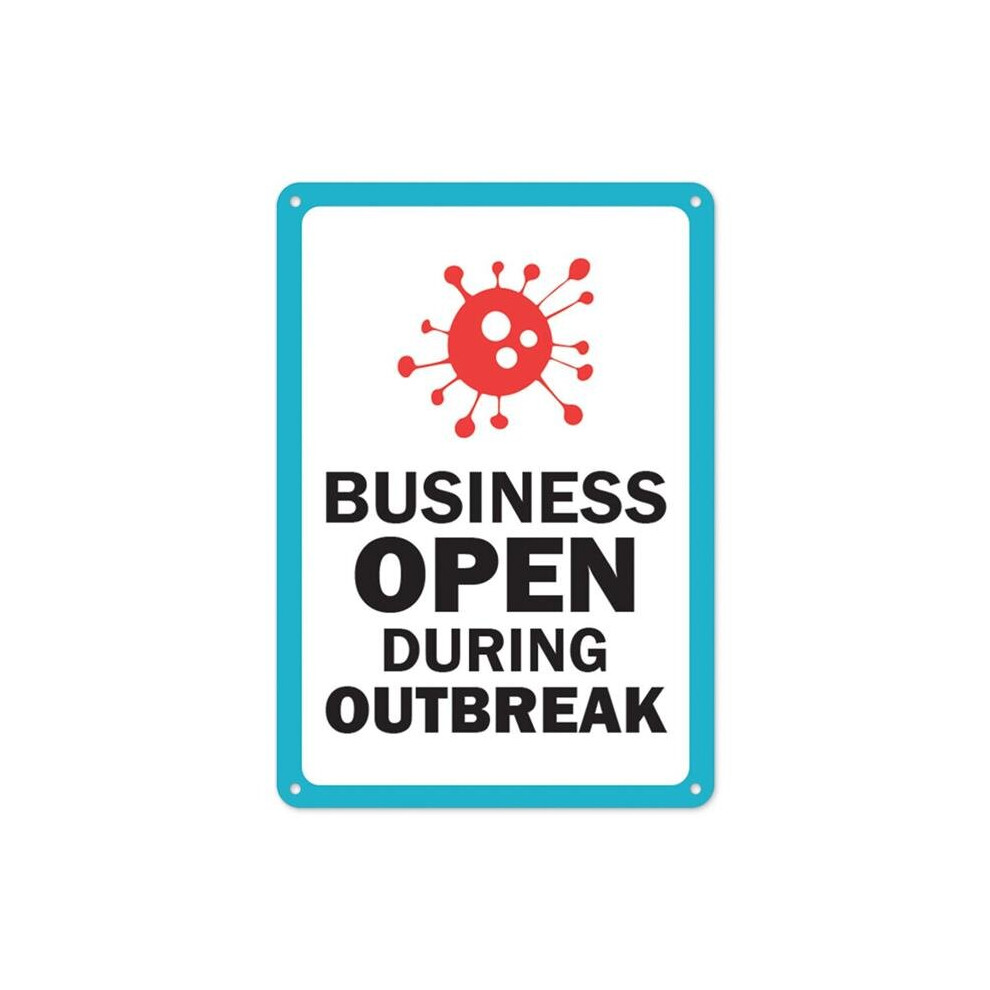 SignMission OS-NS-P-1218-25549 Covid-19 Notice Plastic Sign - Business Open During Outbreak-image-OPC-P6F2RQN-NEW