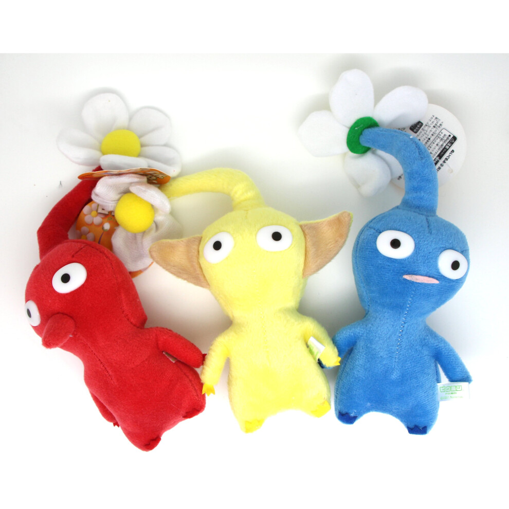 3PCS Pikmin Plush Toy Yellow Red Blue Flowers