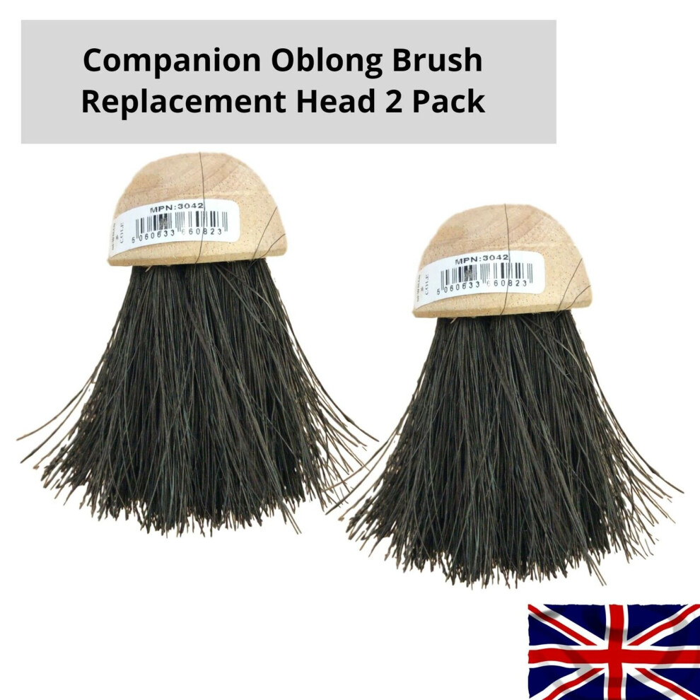 Replacement Companion Round Brush Head Fireplace Fire Hearth Refill Pack of 2