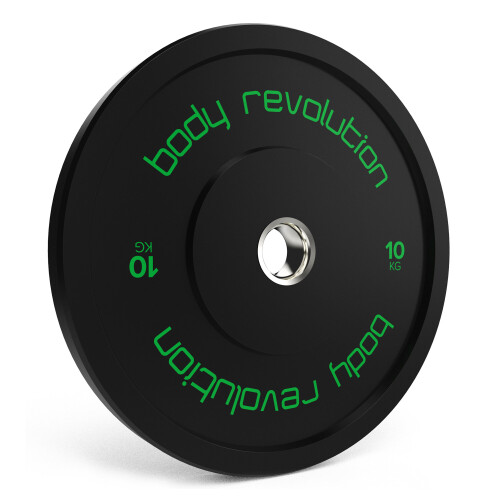 (10kg, Pair) Black Olympic Bumper Weight Plates Gym Training