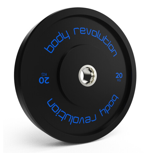 (20kg, Pair) Black Olympic Bumper Weight Plates Gym Training