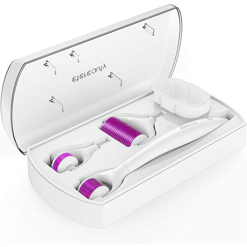 (1 Purple) Derma Roller 3 in 1, 0.5mm Microneedle for Skin Care, 1.0/1.5mm Needle Rollers