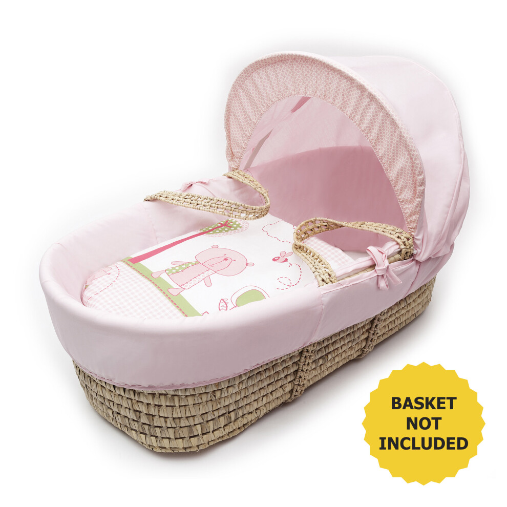 Tiny Ted Pink Moses Basket Bedding Set