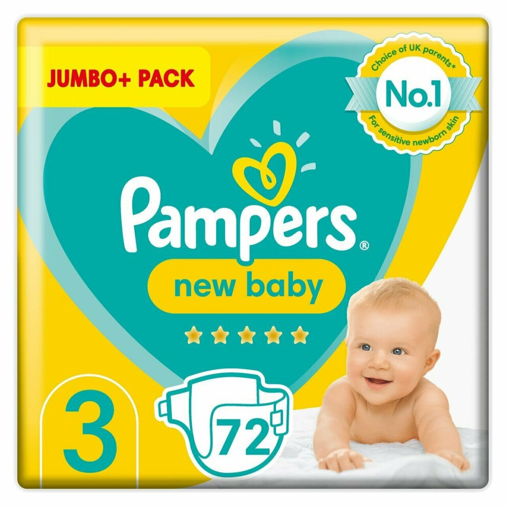 Pampers Premium Protection Size 3 Jumbo Bag (72 x Nappies) Baby Toddler