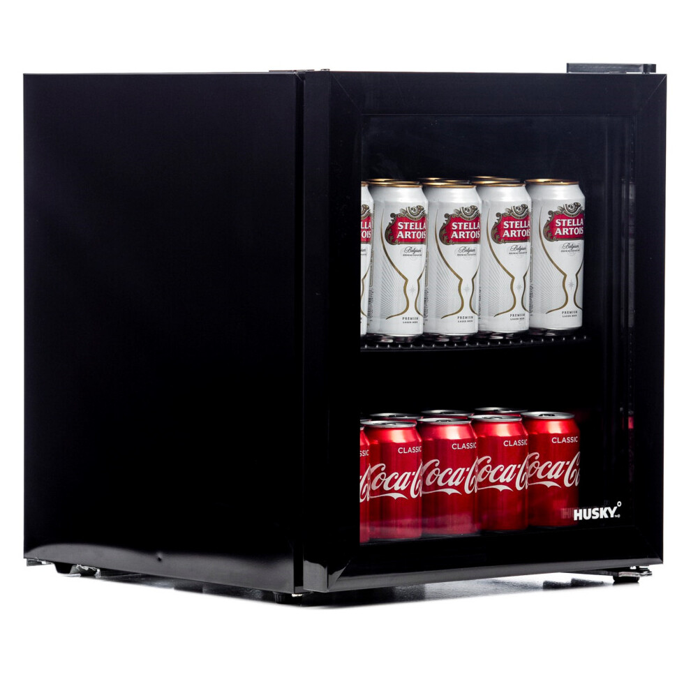 Husky HY192 -HU-SL Mini Drinks Fridge Table Top Drinks Chiller - Black | Energy Rating F