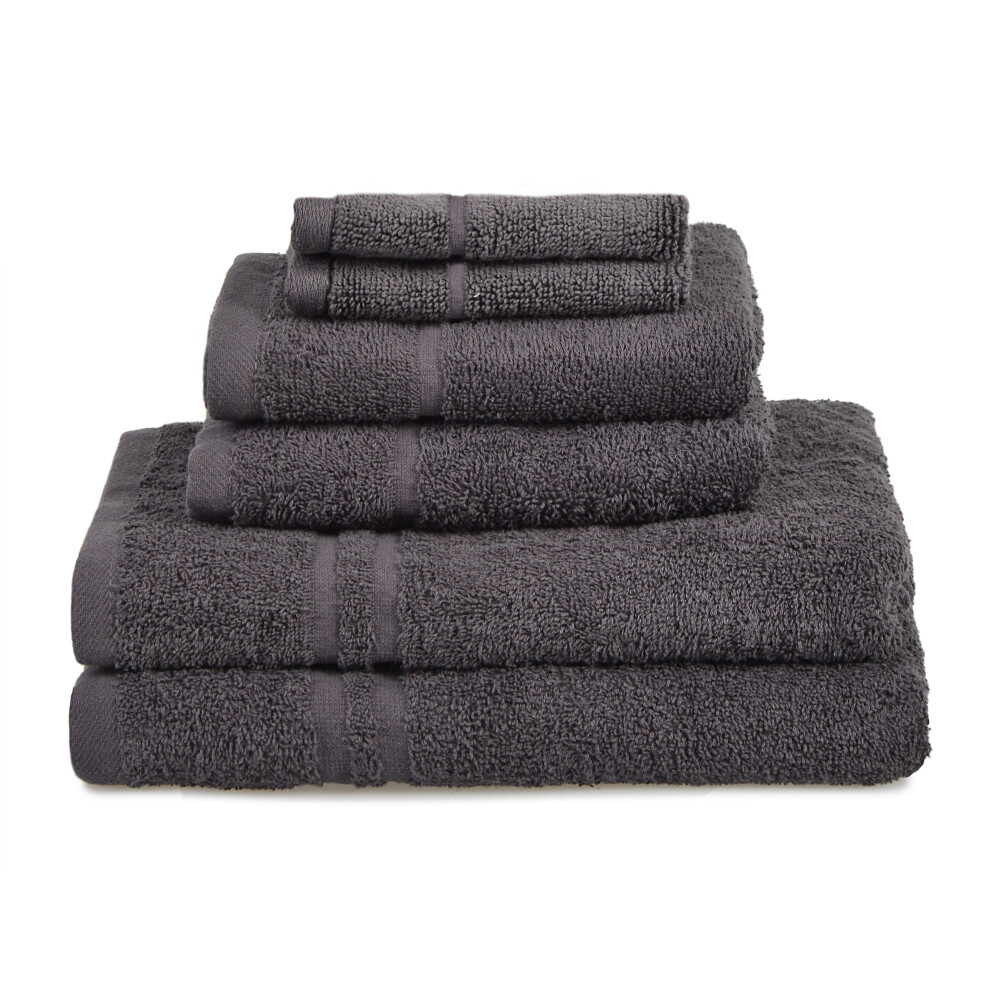 (Charcoal) Allure Hotel Essentials Cotton 6 Piece Towel Bale 450gsm