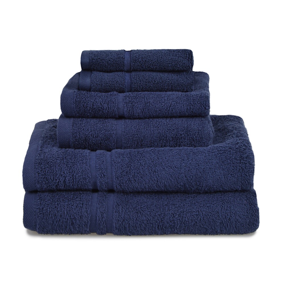 Allure Bath Fashions (Navy) Allure Hotel Essentials Cotton 6 Piece Towel Bale 450Gsm Blue