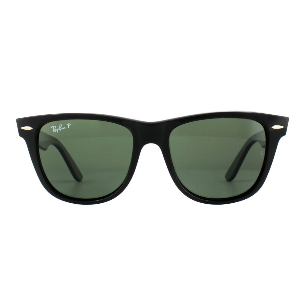 Ray-Ban Unisex Black Rectangle Green Polarized Wayfarer 2140 Sunglasses - Image 6