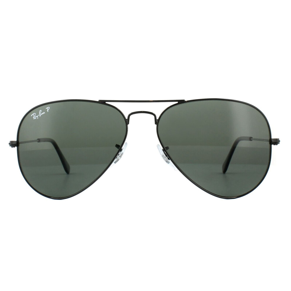 Ray-Ban Sunglasses Aviator 3025 002/58 Black Green Polarized Small 55Mm